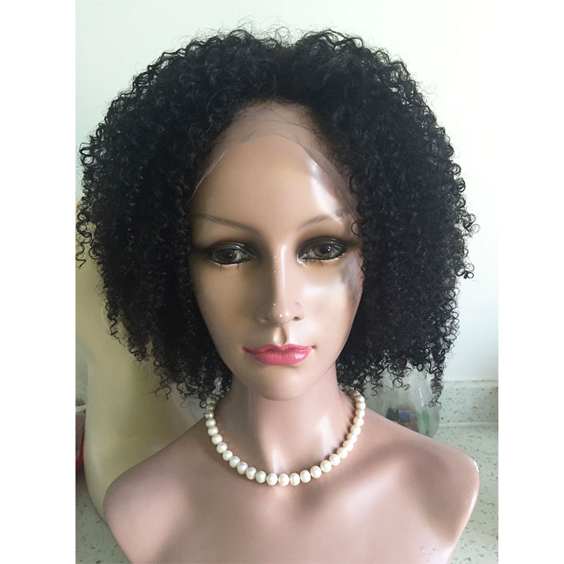 Full lace wig 180% density human hair curly natural black color Glueless with Baby Hair 14inches YL306